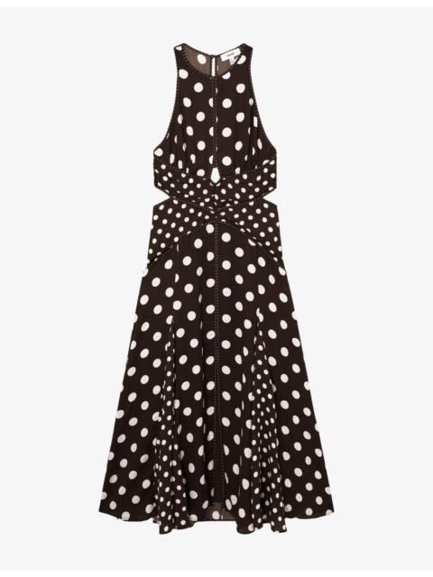 REISS Nayla Polka-Dot Woven Maxi Dress