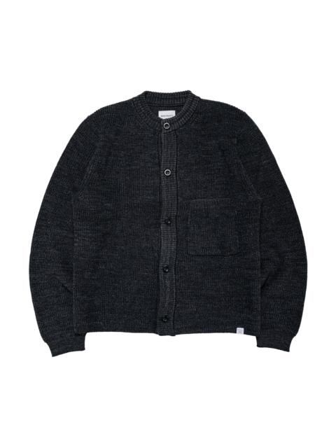 NORSE PROJECTS Gullverket Cotton Wool Rib Cardigan Dark Grey Melange