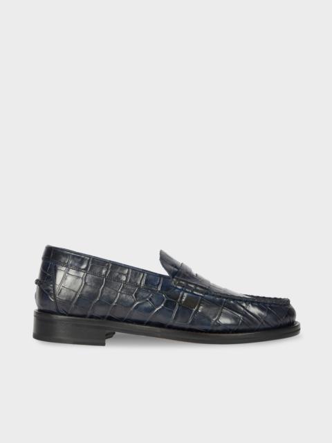 Paul Smith Navy Croc-Emboss 'Rialto' Loafers