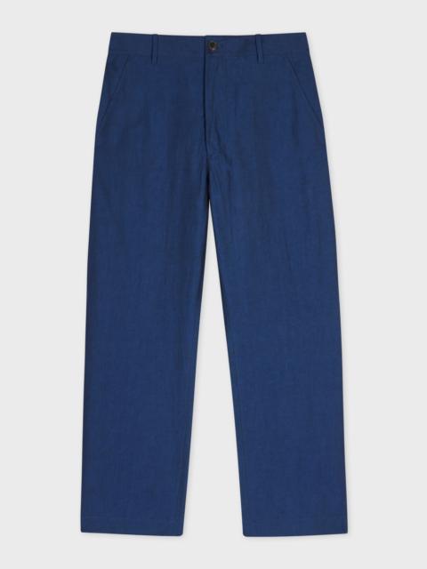Paul Smith Indigo Cotton-Linen Elastic-Back Trousers