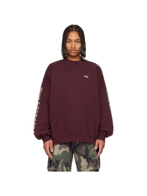 032c Burgundy "Hardcore Since 2001" Oversized Sweatshirt