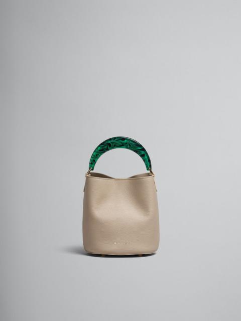Marni VENICE BUCKET BAG IN BEIGE LEATHER AND RESIN