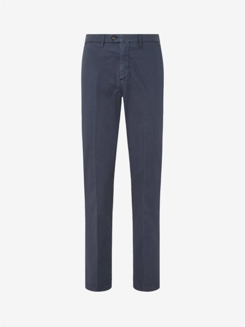 CORNELIANI Navy blue garment-dyed gabardine trousers