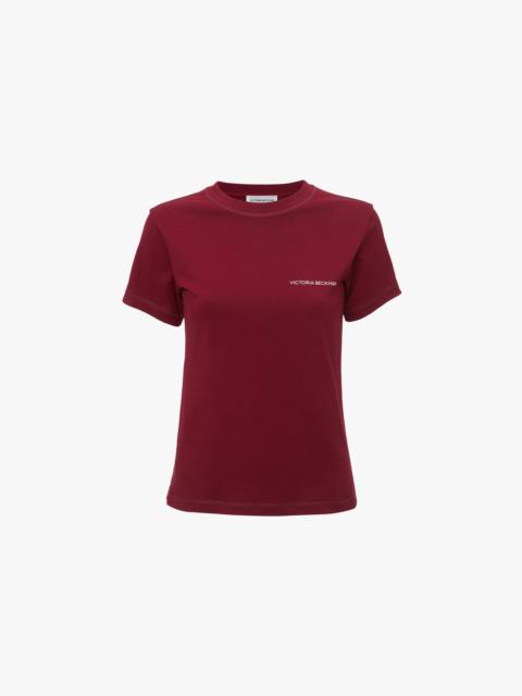 Victoria Beckham Exclusive Shrunken Logo Tee In Oxblood