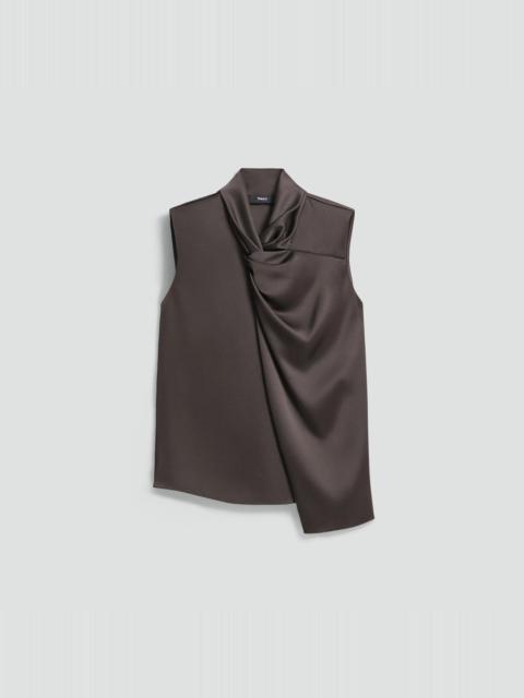 Theory Twisted Split Blouse in Satin