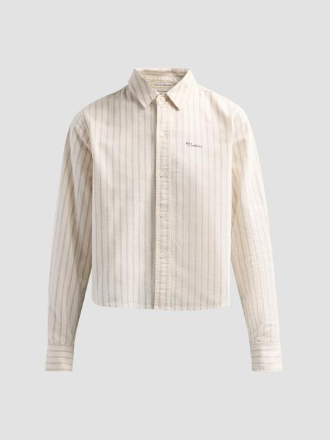MOTHER Women's The Cropped Bestie Shirt - Cream Black Stripe