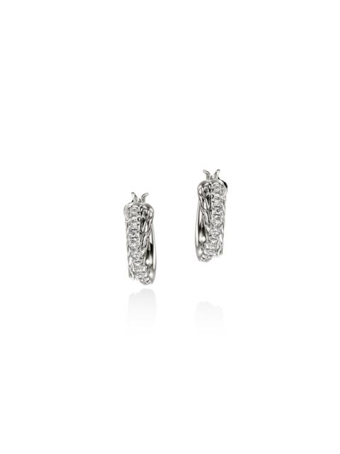 JOHN HARDY JH Essential Pavé Crossover Hoop Earring, Sterling Silver, Diamonds, 15MM