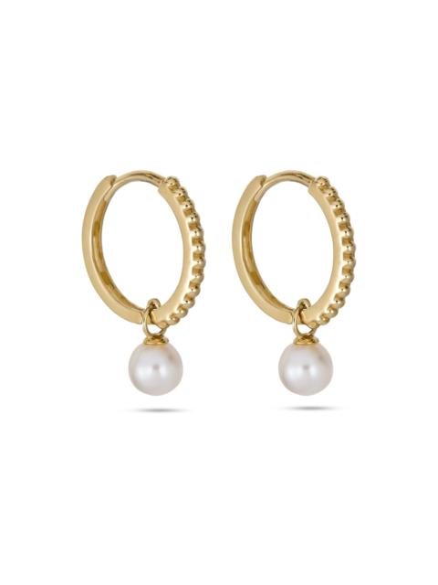 STONE AND STRAND Beaded Pearl Huggies