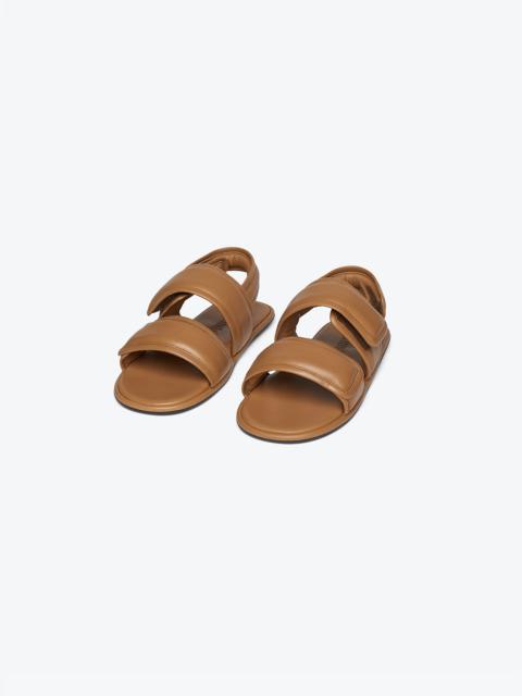 Nanushka TARRUS - Rounded toe padded flat sandals with velcro straps - Nut brown