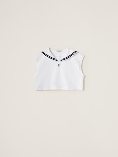 Miu Miu Cotton jersey top with embroidered logo