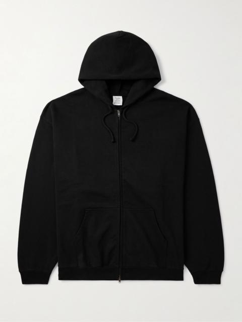 VETEMENTS Oversized Logo-Embroidered Cotton-Blend Jersey Zip-Up Hoodie Black
