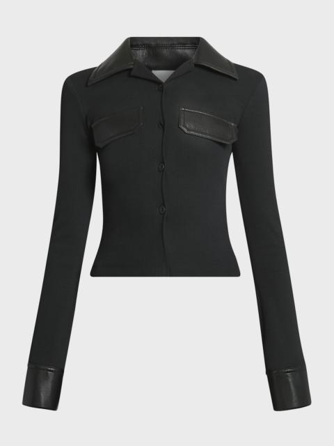 Rasima Long-Sleeve Top with Leather