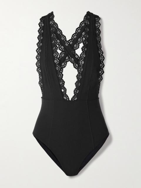 ULLA JOHNSON Ophelia Broderie Anglaise-trimmed Swimsuit