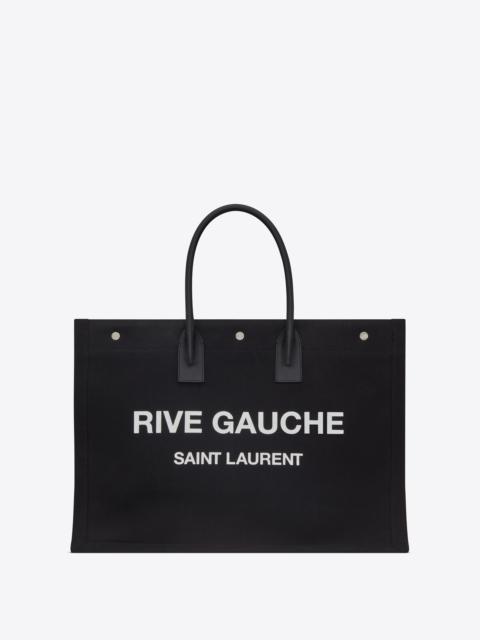 SAINT LAURENT rive gauche large tote bag in printed canvas and leather