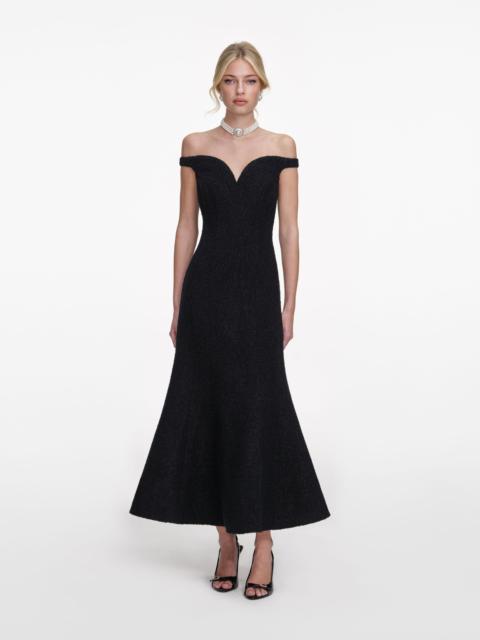 self-portrait Black Boucle Midi Dress