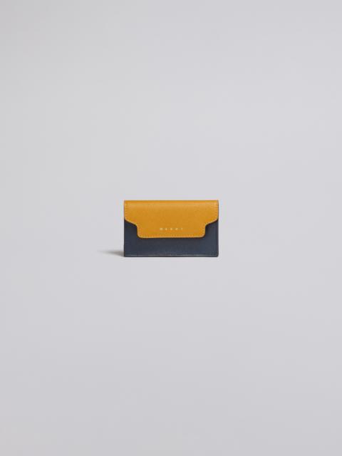 Marni ORANGE PINK AND BLUE SAFFIANO LEATHER BUSINESS CARD CASE