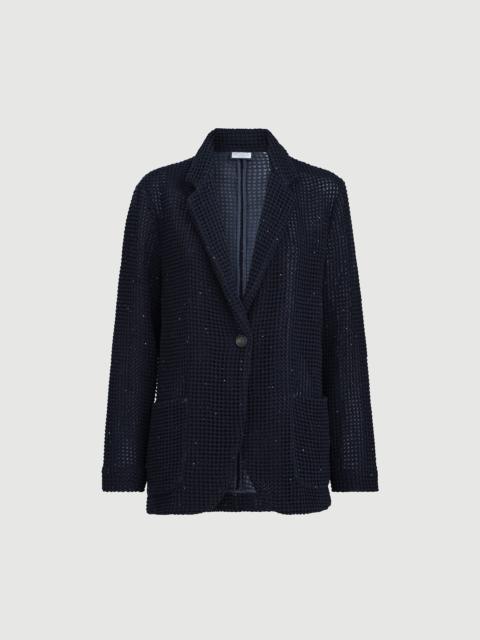 Brunello Cucinelli Cotton Diamond yarn net knit blazer