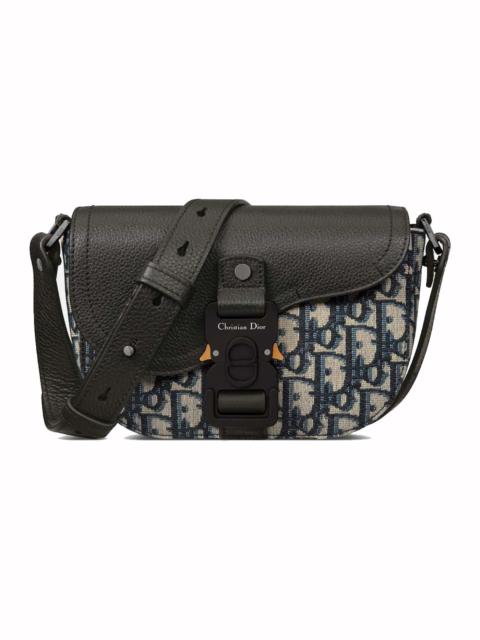 Dior Dior Mini Saddle Messenger Bag with Flap Beige and Black Dior Oblique Jacquard with Black