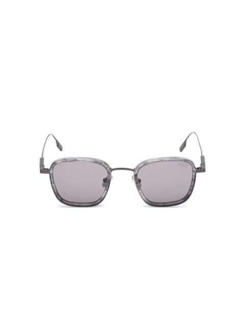 ZEGNA striped-pattern square-frame sunglasses