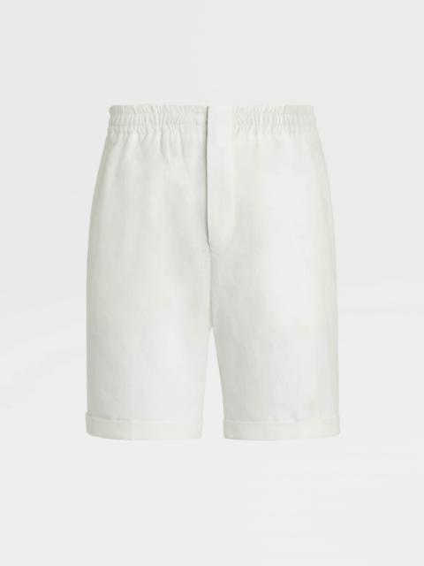 ZEGNA WHITE LINEN SHORTS