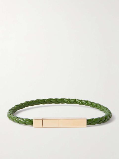 Bottega Veneta Braided Leather and Sterling Silver Bracelet