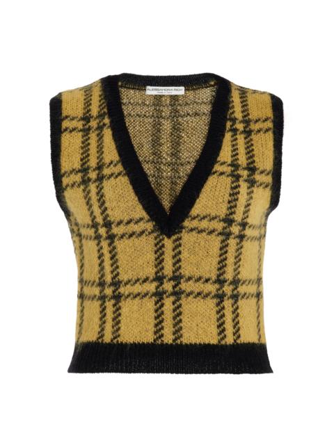 Alessandra Rich Tartan Knit Sleeveless Top plaid