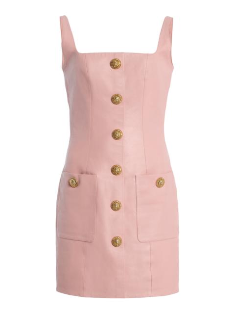 Balmain Leather Short Dress pink