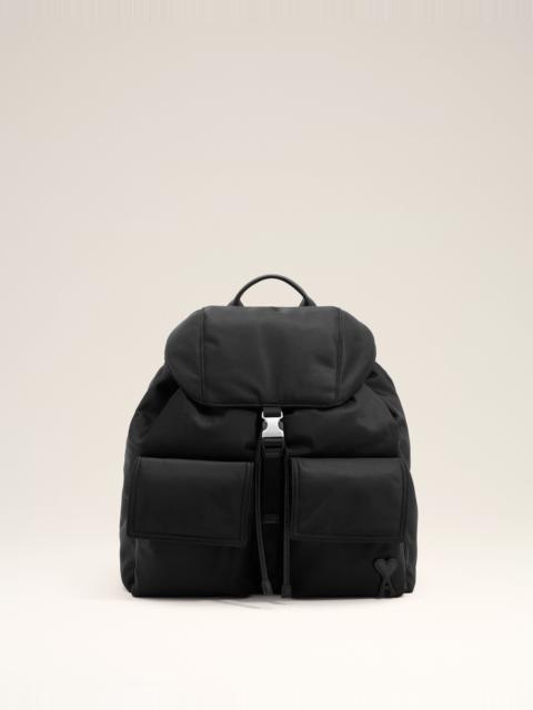 AMI Paris BLACK NYLON MARCEL FLAP BACKPACK