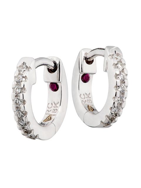 ROBERTO COIN Women's Tiny Treasures Tiny 18K White Gold, Ruby & 0.35 TCW Diamond Huggie Earrings - White Gold