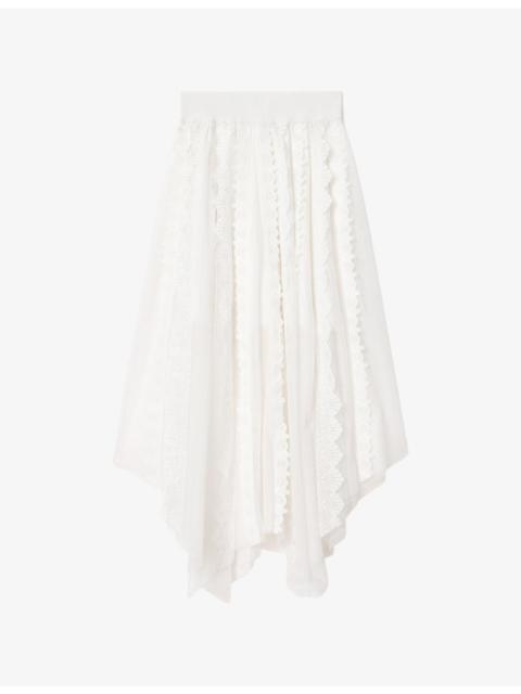 ALLSAINTS Vashtie Lace-Panel Tulle Maxi Skirt