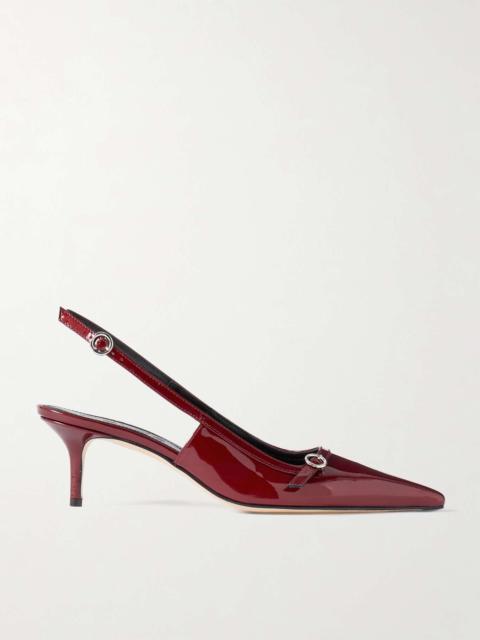 Aeyde Saba buckled patent-leather slingback pumps Burgundy