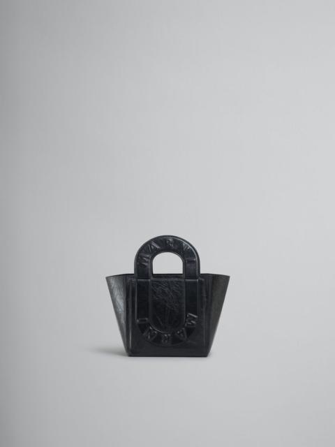 Marni BLACK LEATHER SWEEDY SMALL TOTE BAG