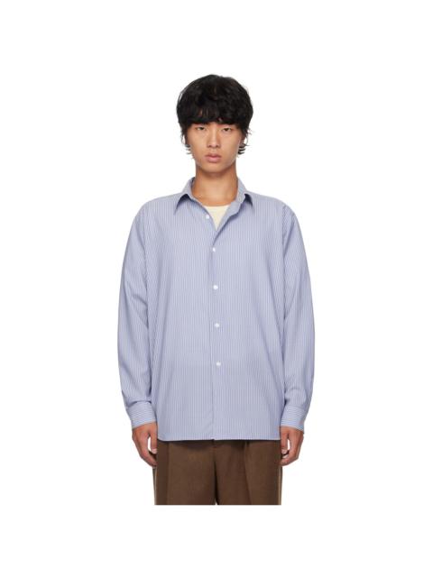 Blue & White Wool Stripe Shirt