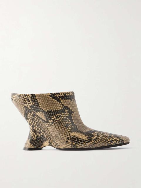 Dries Van Noten Snake-effect leather wedge mules Snake print