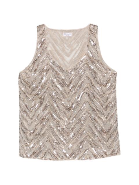 Brunello Cucinelli sequin chevron top