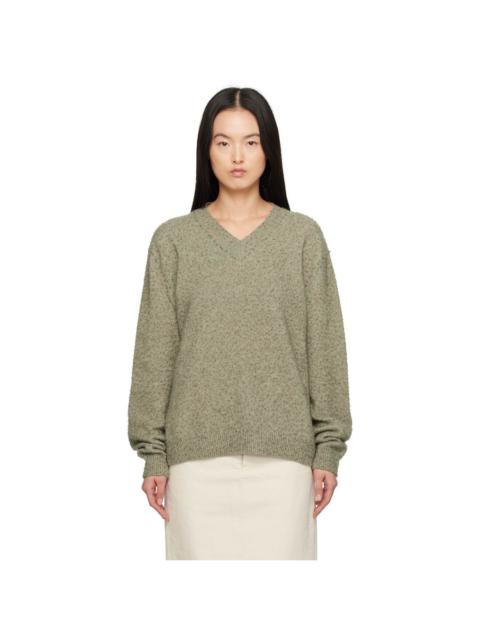 Maison Margiela Green Pilling V-Neck Sweater