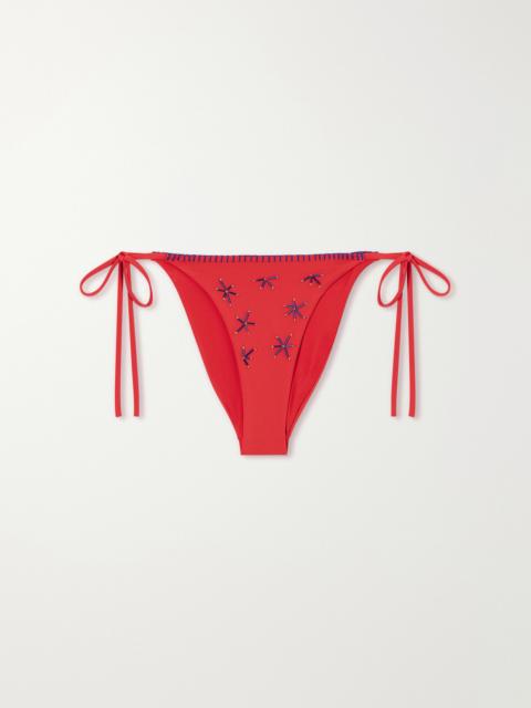 STAUD Sisley Bead-embellished Bikini Briefs