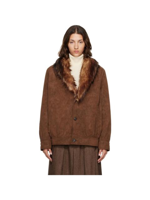 MM6 Maison Margiela Brown Faux-Suede Jacket