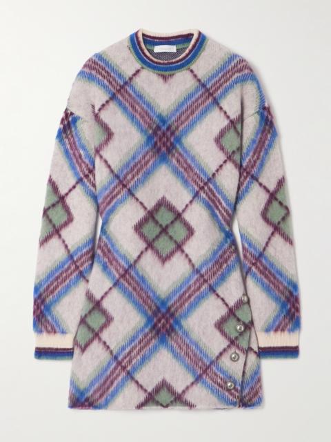 rabanne Checked Knitted Mini Dress