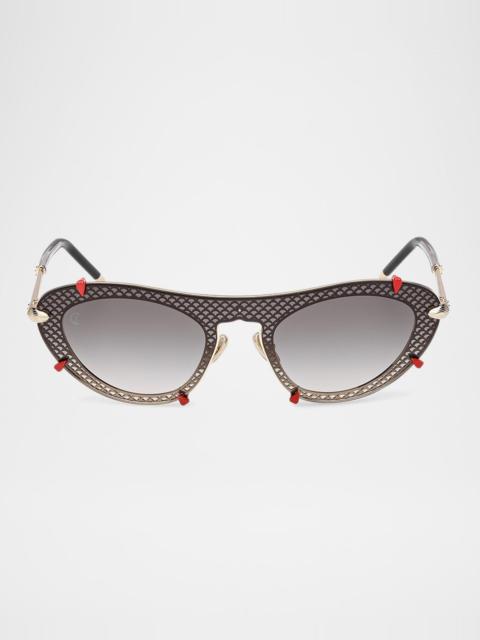 Christian Louboutin Miss Z Spiked Oval Acetate Sunglasses