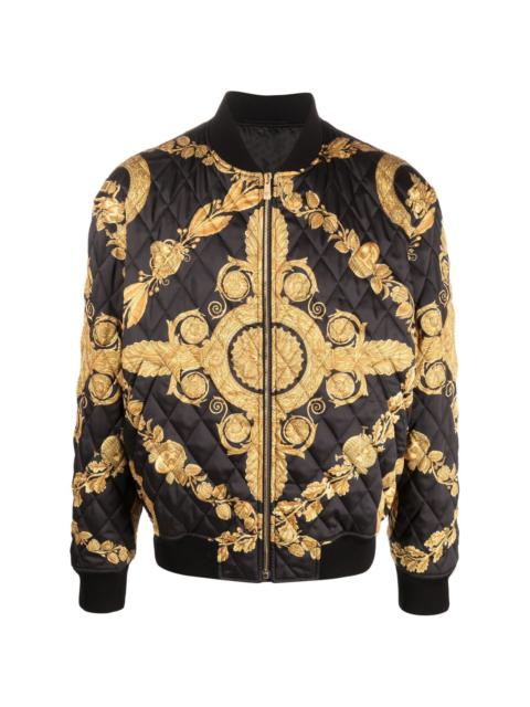 Maschera Baroque-print quilted bomber jacket