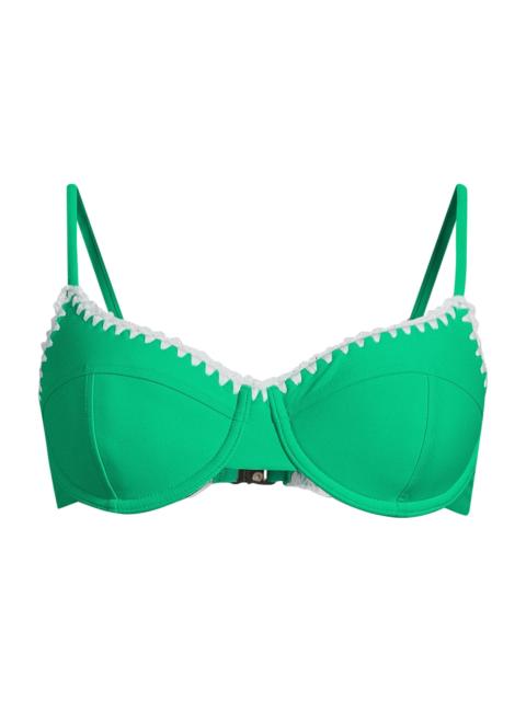 RAMY BROOK Women's Emmeline Balconette Bikini Top - Palm Green White Crochet
