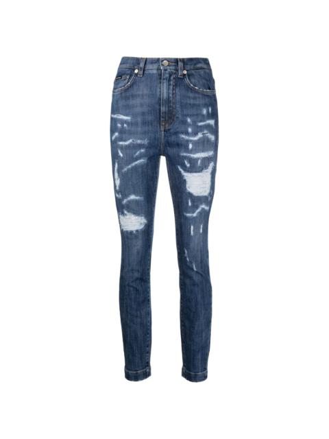 ripped high-waisted skinny jeans