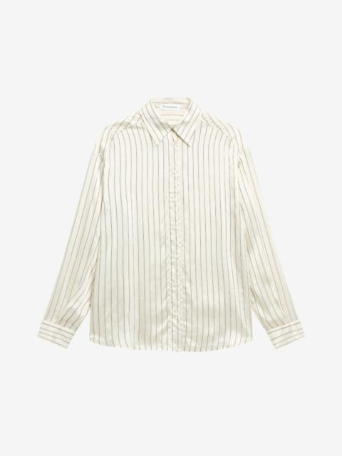 The Frankie Shop Peri Striped Silk Shirt - Cream/Navy Stripe
