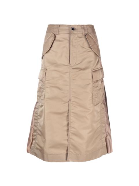 sacai panelled cargo midi skirt