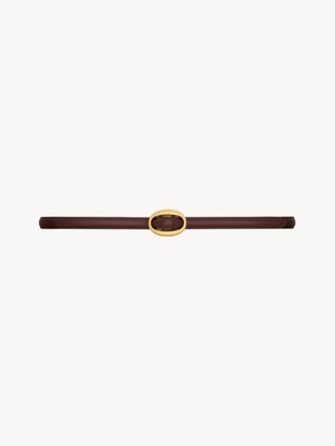 SAINT LAURENT OVAL BUCKLE THIN REVERSIBLE BELT IN SMOOTH LEATHER