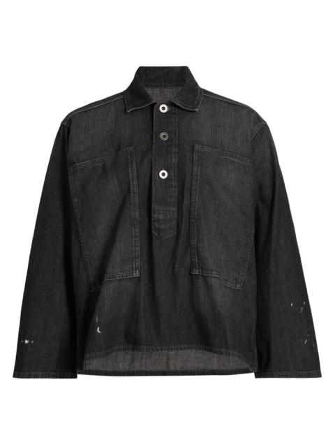Maison Margiela Women's Oversized Denim Pull-Over Shirt - Black
