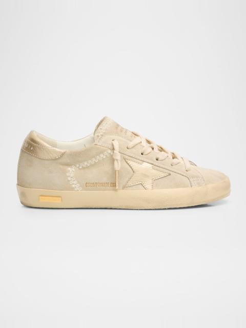 Golden Goose Super-Star Suede Metallic Leather Low-Top Sneakers