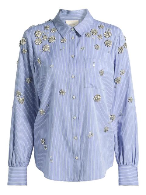 Cinq à Sept Lola striped flower-embellished shirt
