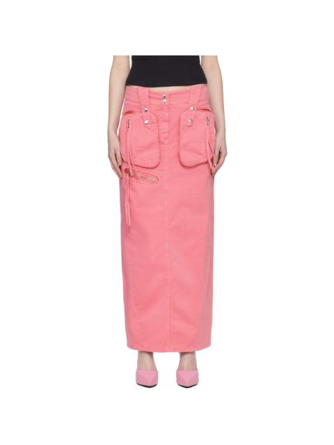 Pink Embroidered Maxi Skirt
